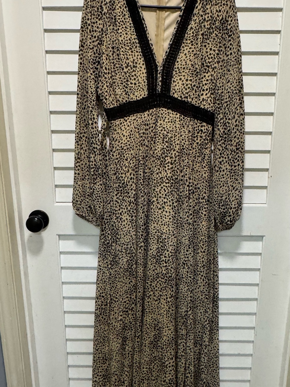 Baltic Born Beige and Black Leopard-Print Maxi Dress